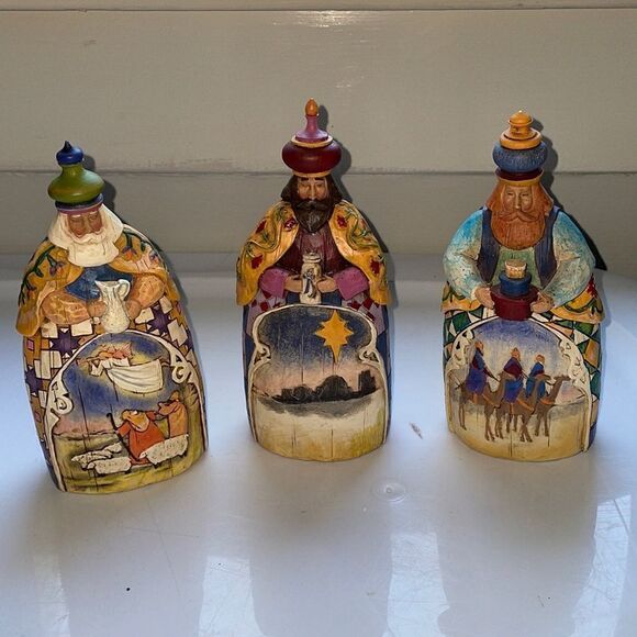 Vtg 2003 Jim Shore Let Every Heart Prepare Him Room Wisemen Three Figurines - Picture 1 of 8